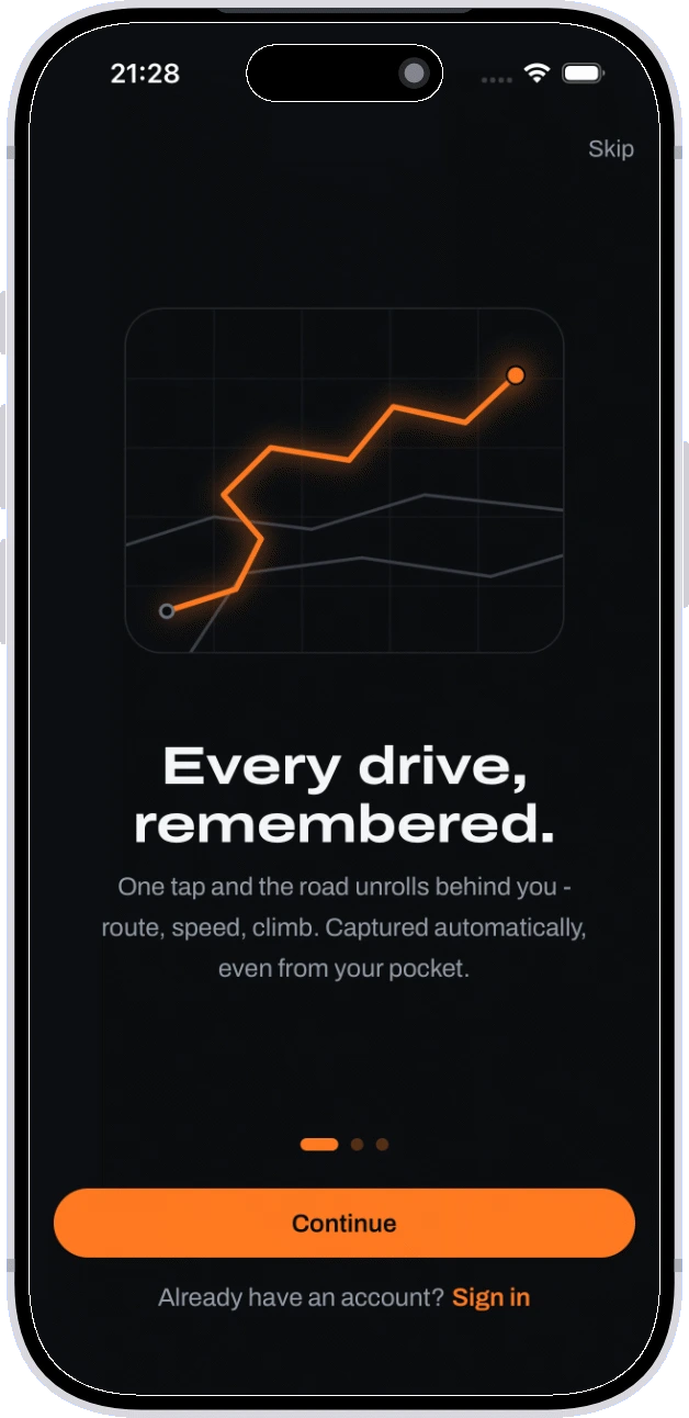 Onboarding - every drive, remembered